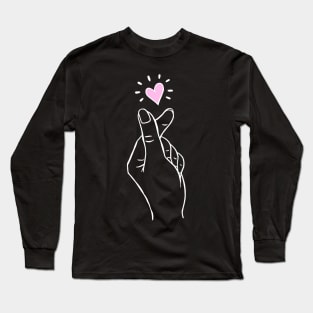 Korean Finger Heart Symbol Kpop Love Aesthetic Long Sleeve T-Shirt